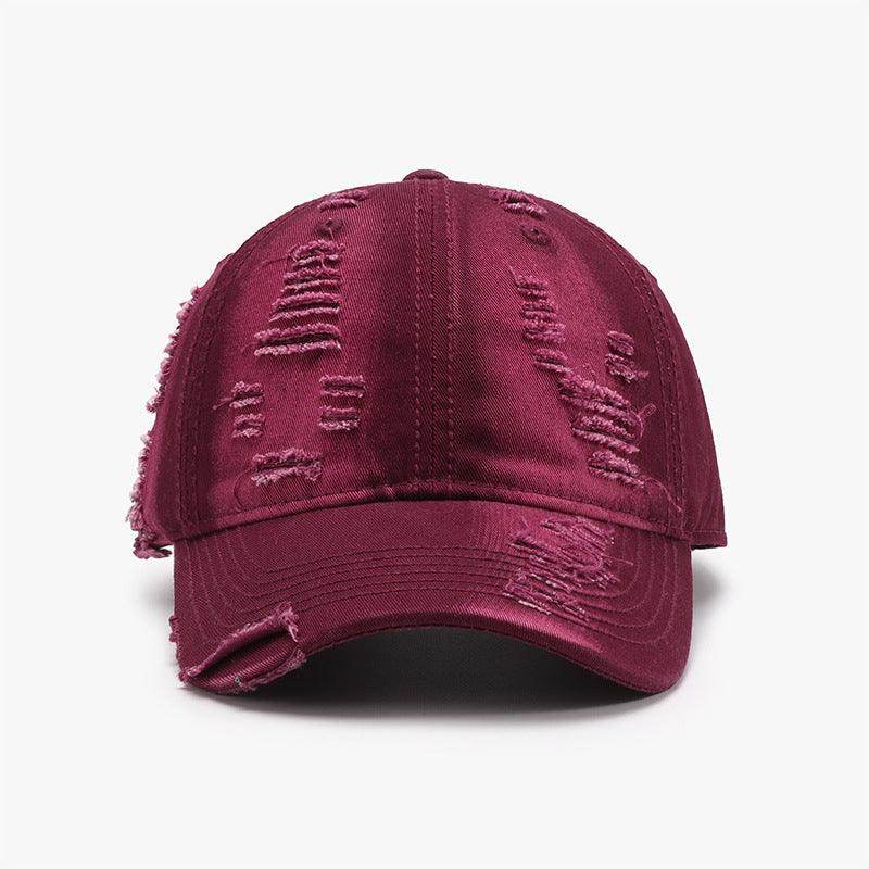 Distressed Adjustable Cotton Baseball Cap for Everyday Wear