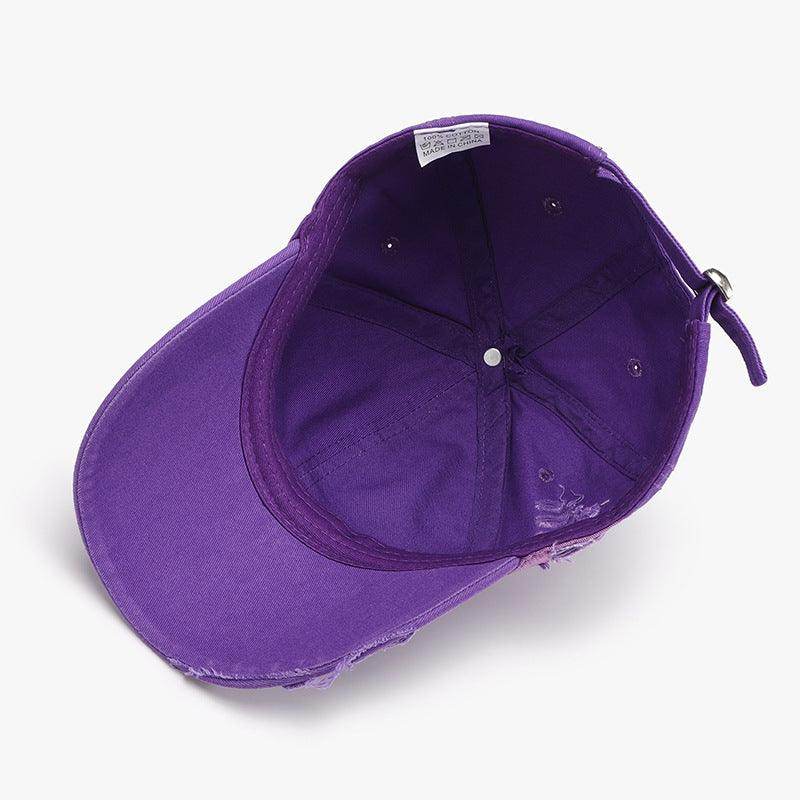Distressed Adjustable Cotton Baseball Cap for Everyday Wear