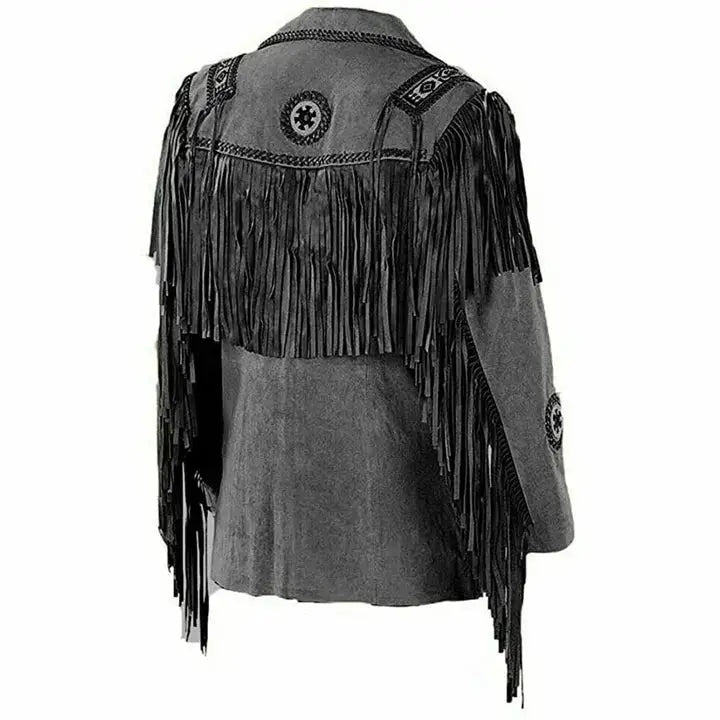 Men's Black Suede Western Cowboy Jacket – Native American Vintage Style
