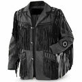 Men's Black Suede Western Cowboy Jacket – Native American Vintage Style